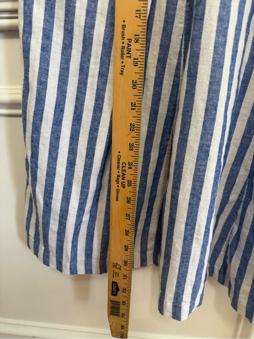 Old Navy Blue White Striped Midi Dress Linen Blend Beach Cruise Resort Pockets L - Picture 9 of 11
